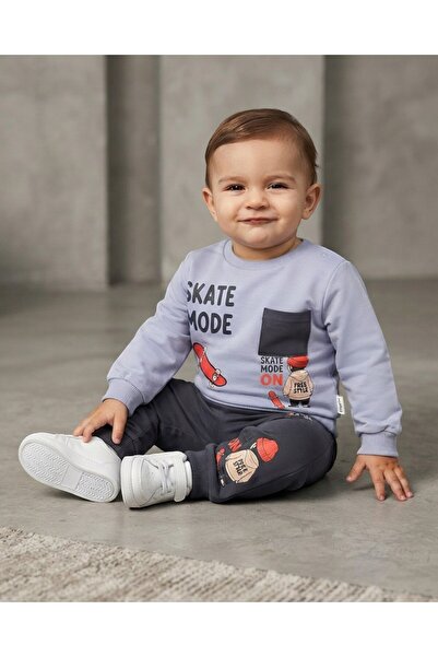 Ege Bebek Boys' Seasonal 1-2-3-4 Years Old Skateboard Printed 2 Threaded Top ...