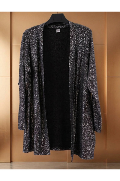 MAXLEVEL MODA Viny Printed Sleeve Embellished Wool Viscose Fabric Plus Size W...