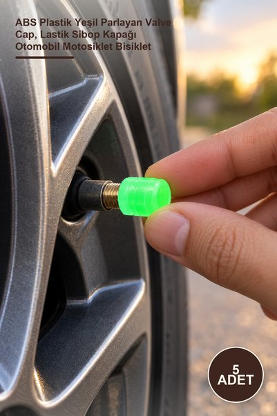 Yenilig 5 Pcs Phosphorescent Valve Cap – Abs Plastic Green Glowing Valve Cap,...