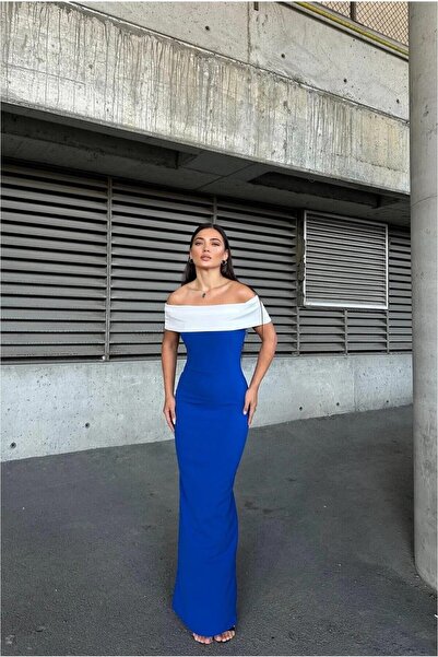 Şeker Portakalım Madonna Fish Evening Dress Collar Cutout