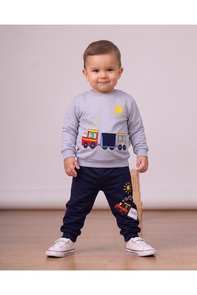 voyyo kids baby Boy's Seasonal 1-2-3-4 Year Old Teddy Bear Train 2 Threaded T...