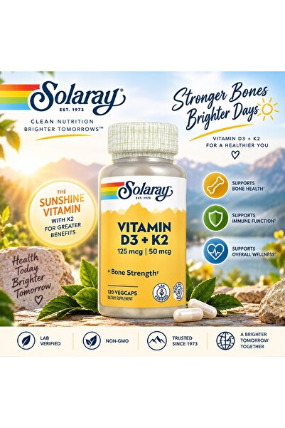 Solaray Vitamin D3 + K2 Bone Strength 120 VegCaps