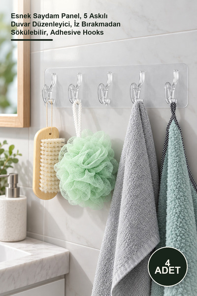 Yenilig 4-Piece Self-Adhesive Hook Hanger Set – Flexible Translucent Panel, W...