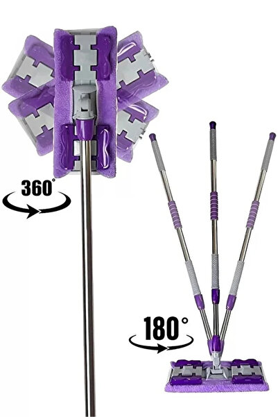 poliva home Teleskopik Mandallı Mikrofiber Sihirli Mop Yüzey Temizleyici (Duvar,Fayans,Yer,Cam)