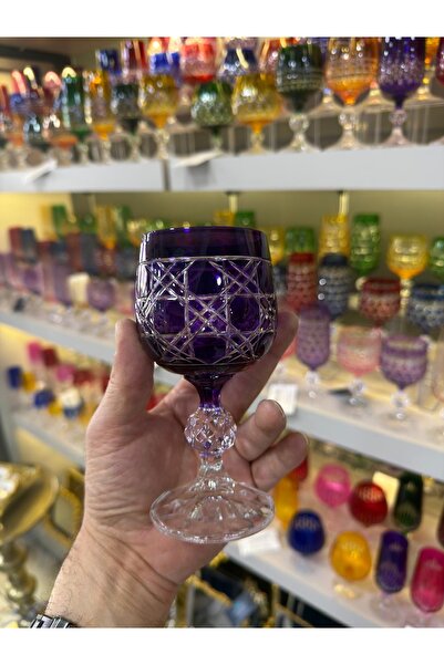Vakıf home Bohemia Kristal El İşi Renkli Kahve Yanı Su Bardağı 1 ADET 150 ml