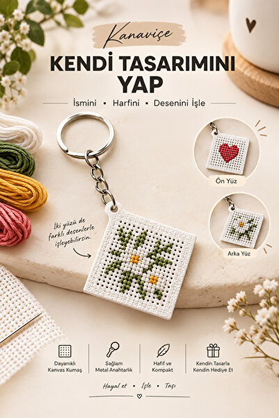Lucylund Kanaviçe Anahtarlık Kendin Tasarla Etamin İşleme Anahtarlık DIY Kişi...