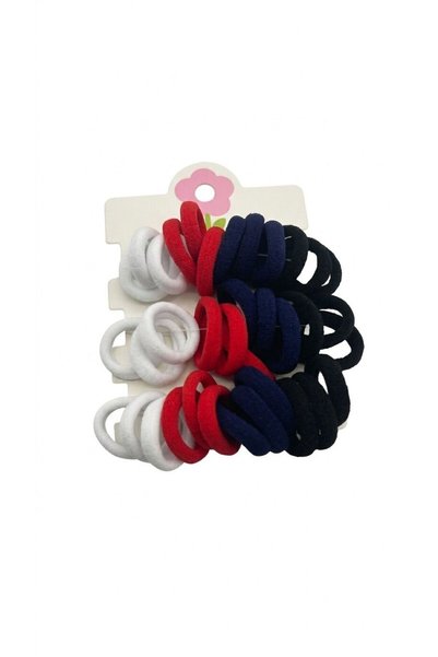 Ma.re accessories Çoklu Kırmızı Siyah Beyaz Renkli Minik Kumaş 36 Adet Lastik...