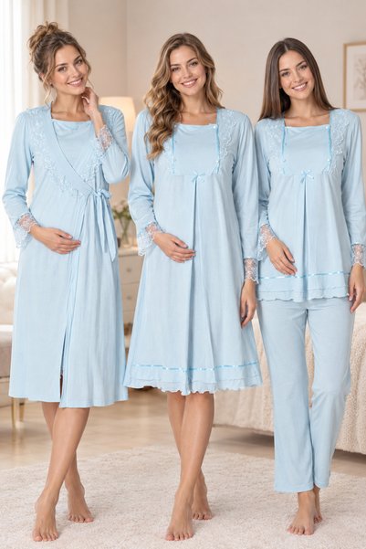 by İGP Maternity Nursing Cotton Nightgown Pajama Set with Nursing Features 4 ...