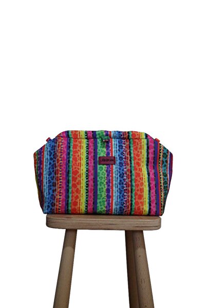 BUSRAKAZANCDESİGN Renkli Çizgili Leopar Desenli Gizli Burslu Portföy Clutch Ç...