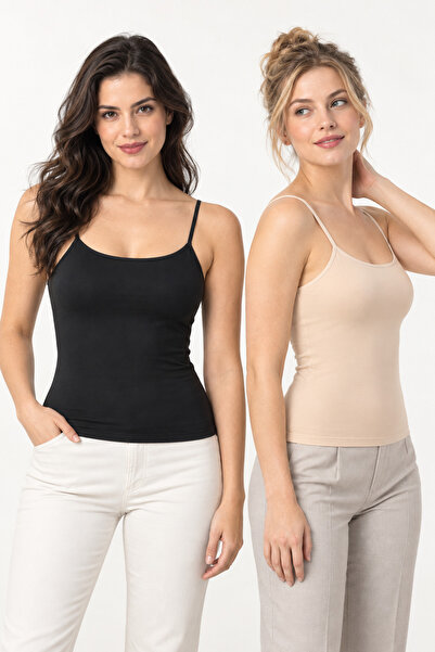 Loule Women's 2-Pack 95% Cotton Thin Strap Basic Undershirt - Flexible Soft E...