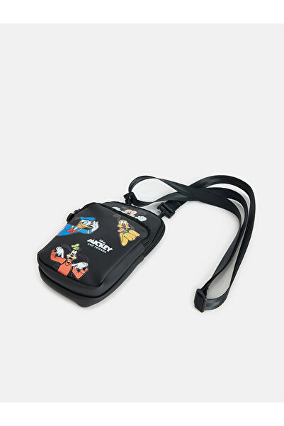 LC Waikiki Siyah Mickey Mouse Baskılı Erkek Çocuk Omuz Çantası
