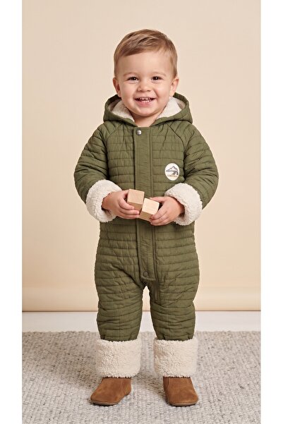 Babydola Çaren Kids- İçi Kürk Astar Kapüşonlu Bebek Tulum- İçi Kürklü Fermuar...