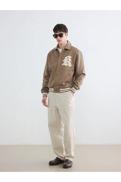 LC Waikiki Brown Shirt Collar Suede Men's Coat