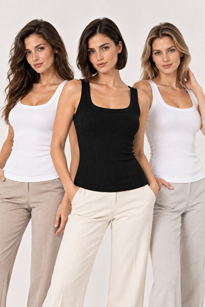 Loule Women's 3-Pack 100% Cotton Combed Cotton Camisole Square Neck Undershir...