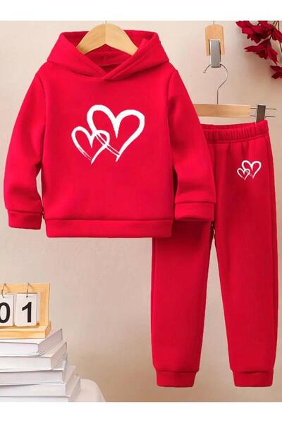 NIGRUM PARDUS Hooded Double Heart Printed 3-Thread Shardoon 100% Cotton Winte...
