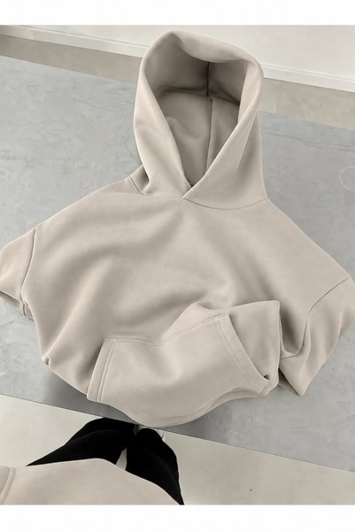 belissia Unisex Erkek/Kadın KAPUŞONLU Renkli Pamuklu Oversize Sweatshirt