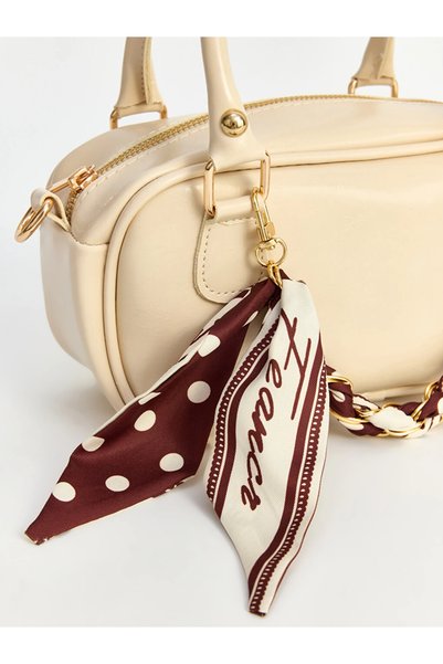 LC Waikiki Beige Leather Look Women's Shoulder Bag with Scarf Detail