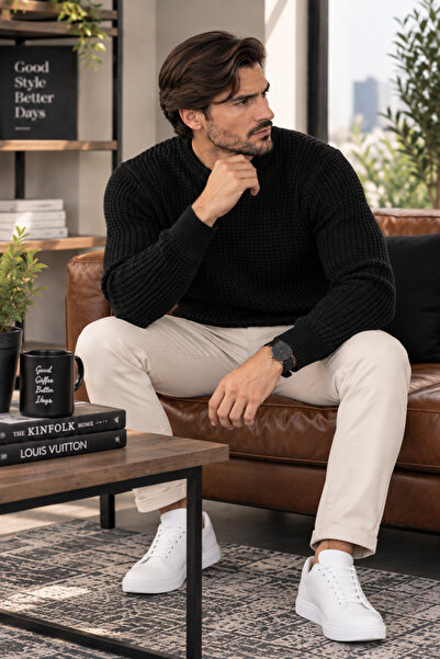 Cherry Butik Men's Sports Brass Knit Detailed Sweater
