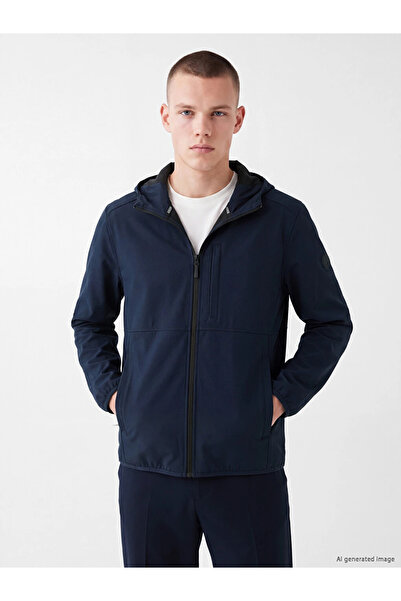 LC Waikiki Navy Blue Regular Fit Hooded Men's Coat
