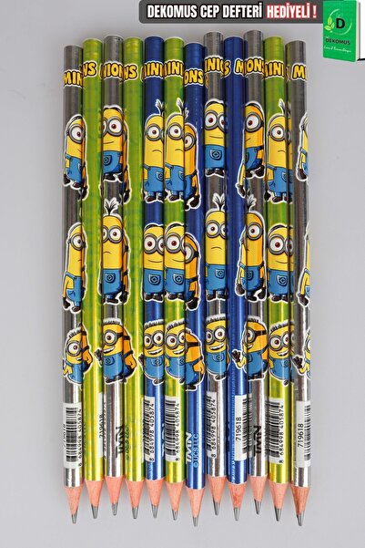 Minions مجموعة أقلام رصاص مرخصة مكونة من 12 قطعة من ديكوموس مع دفتر جيب كهدية