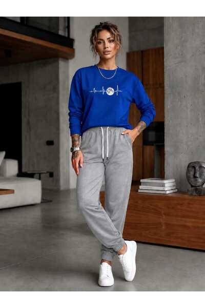 CLOTHES33 Trening cu guler rotund, set din 2 piese, model unisex pentru iarnă...