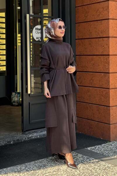 QOOQ STORE QOOQ Pantolonlu Takım 27FW208T Kahve