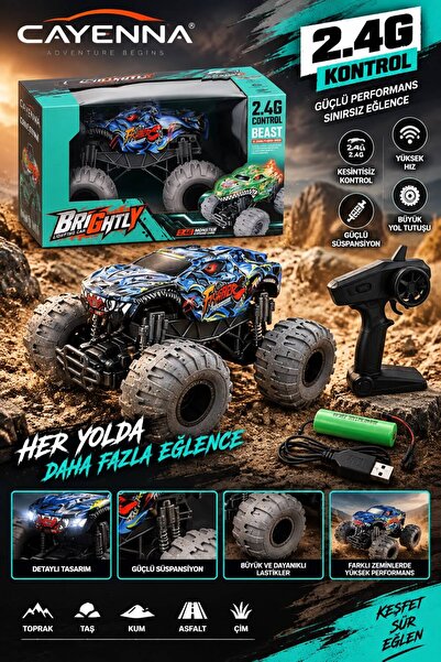 cayenna Canavar Off-Road Araba – 2.4G Uzaktan Kumandalı, Büyük Tekerlekli, Gü...