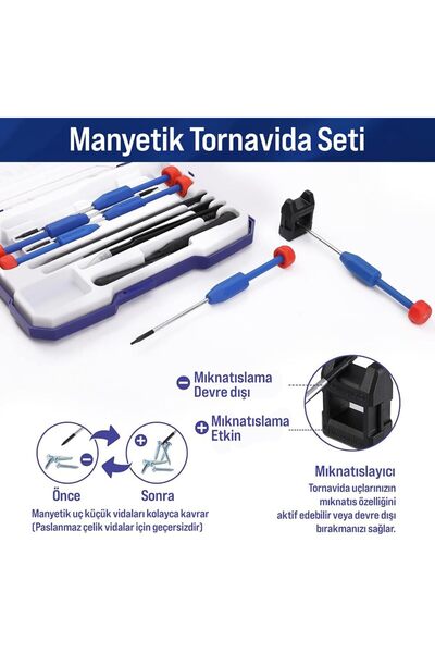 Genel Markalar WP200531 Hassas Tornavida Seti, 12 Parça, CR-V Çelik, Torx, Magnetize Aparatlı