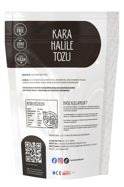 Annemeli Kara Halile Tozu 250 Gr – Öğütülmüş Karahalile Meyvesi, Terminalia Chebula, İnce Toz Form