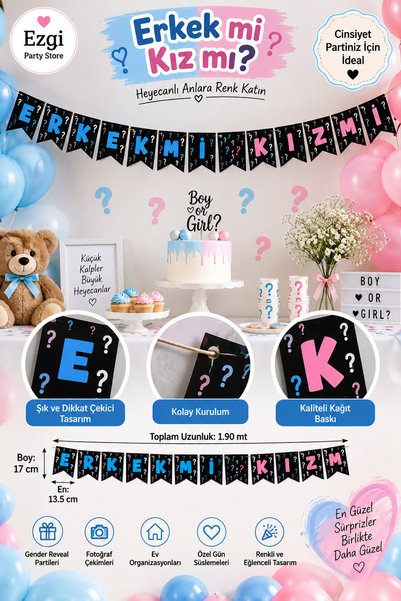 Ezgi Party Store Baner Dečak ili Devojčica, 1,90 Metara, Dekoracija za prosla...