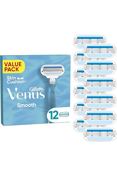 Gillette Venus Smooth Razor Blades for Women's Razors, 12 Replacement Blades ...
