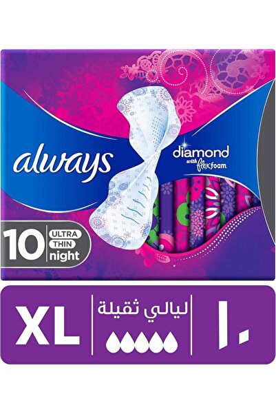 alwaysshopping Always Diamond FlexFoam, Large Sanitary Pads with Wings, 10 ct