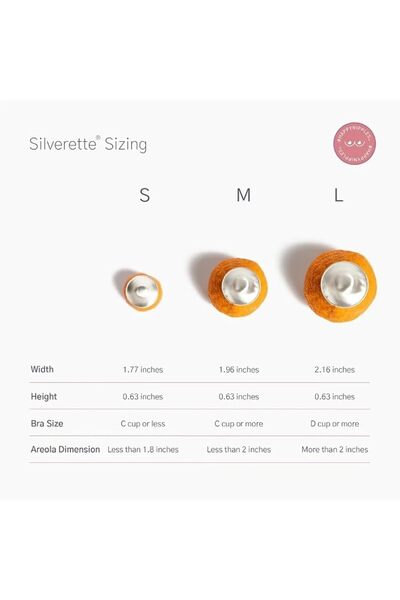 Silverette The Original Silver Nursing Cups, Nipple Covers for Breastfeeding Essentials, Pure 925 Si