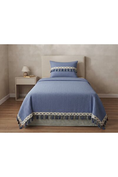 Madame Asel Home Pique Bedspread Single Size 100% Cotton with Tassel Detail