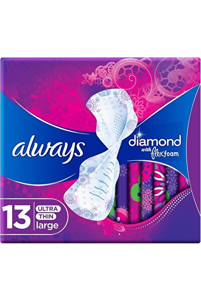alwaysshopping Always Diamond Flexfoam, Large Sanitary Pads with Wings, 13 ct