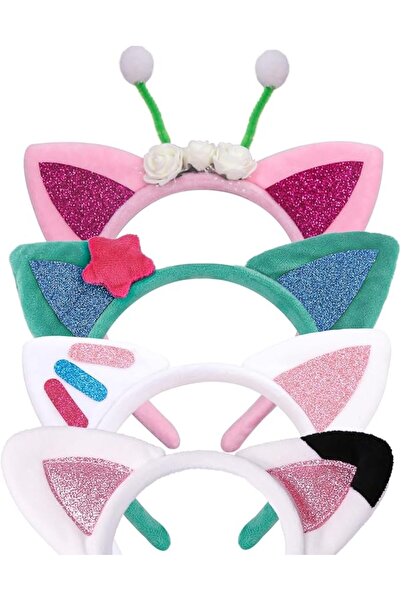 EXCEFORE Cat Ears Headbands for Girls, 4Pcs Lovely Dollhouse Birthday Party A...