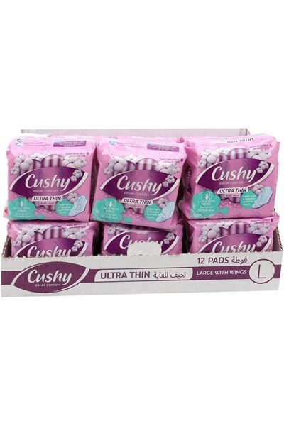 Cushy Ultra Thin Feminine Hygiene Pads 12-Pieces, Large