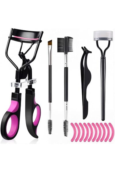 Hannea Eyelash Curler Kit with 10 Silicone Refill Pads, Eyebrow Brush