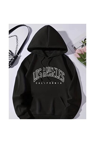JANTIL MODA Black Unisex Oversize 3 Thread Raster Hooded Sweatshirt with Kang...