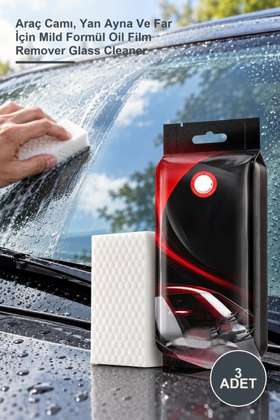 Yenilig 3 Adet Magic Eraser Cam Yağ Filmi Temizleme Süngeri – Araç Camı, Yan Ayna Ve Far İçin Mild Formül Oil Film Remover Glass Cleaner