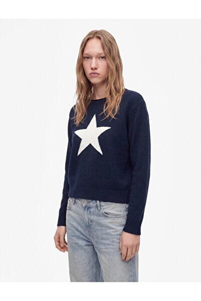 Koton Long Sleeve Crew Neck Star Patterned Knit Sweater