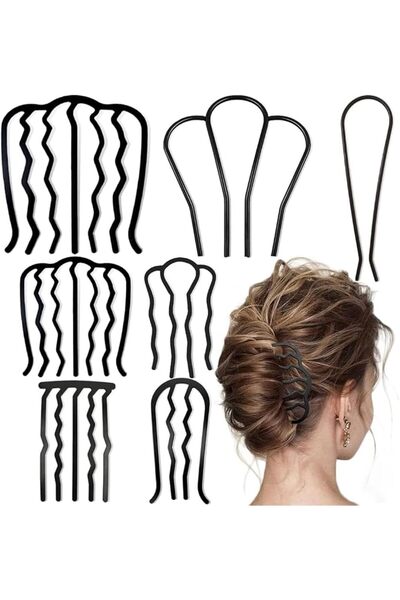 AZONEE U Shape Hair Combs, 7 Pcs Alloy Hair Fork Clip Teeth Pins for Updo Bun...