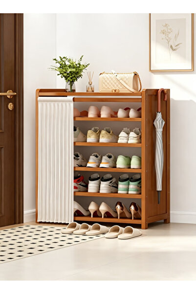 GGEROU 6-Tier Bamboo Shoe Rack with Dust Cover Freestanding Shoe Storage Orga...