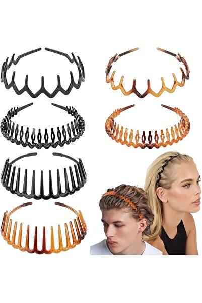 BAHABY 6 Pack Zig Zag Shark Tooth Hair Comb Headbands for Women Plastic Plain...