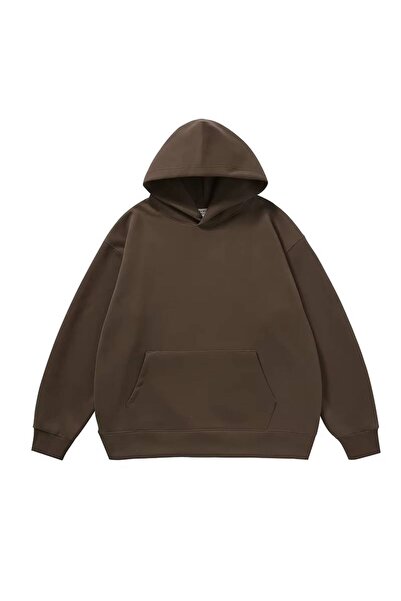 JANTIL MODA Unisex Oversize 3 Thread Raster Plain Design Hooded Sweatshirt wi...
