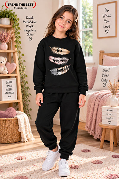 TREND THE BEST Trendin En İyisi Trening negru unisex pentru iarnă, pentru fet...