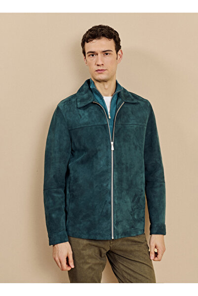 BROOKS BROTHERS Deri Ceket, 2XL, Petrol