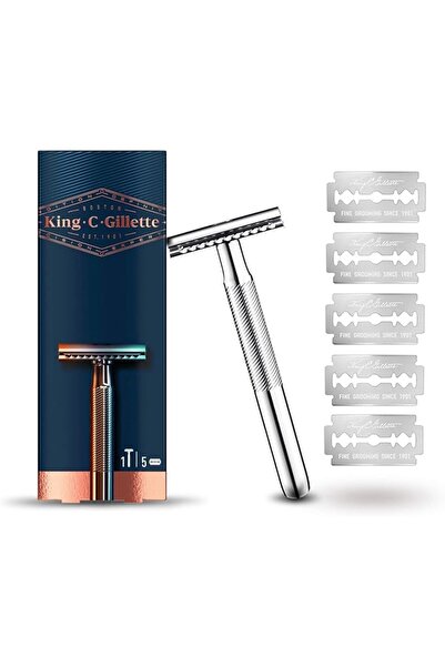 King C. Gillette Double Edge Safety Razor for Men + 5 Blades 77g