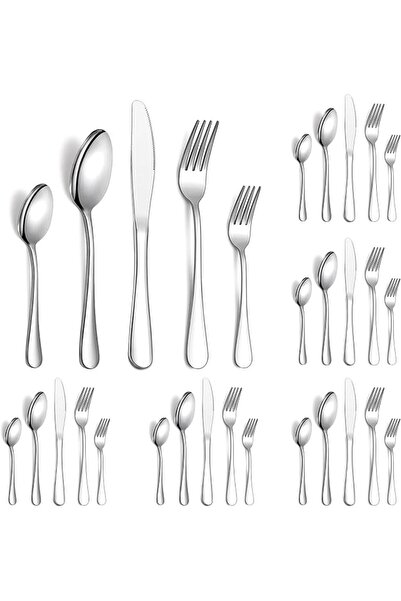 Generic Cutlery Set 30 Pieces Service for 6, Stainless Steel Flatware Set, Kn...
