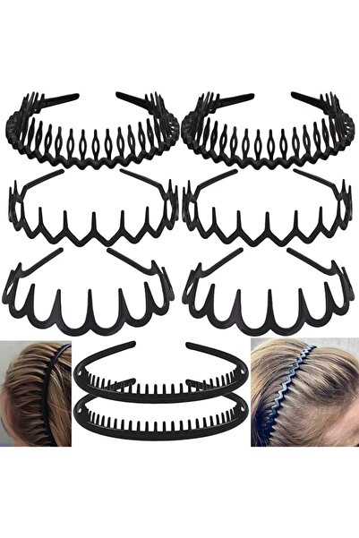 KASTWAVE Fashion No Slip Effortless Plastic Headbands, Teeth Comb Black Skinn...